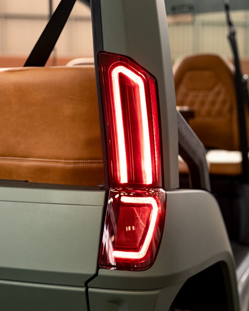 A photo of the back lights of a Club Car CRU